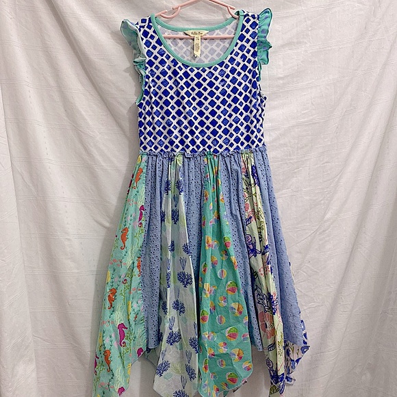 Matilda Jane Other - Matilda Jane Beach Theme Fun Asymmetrical Patchwork Dress with lace